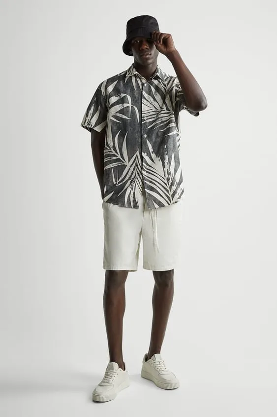 phong cách retro - sơ mi họa tiết với chinos - zara