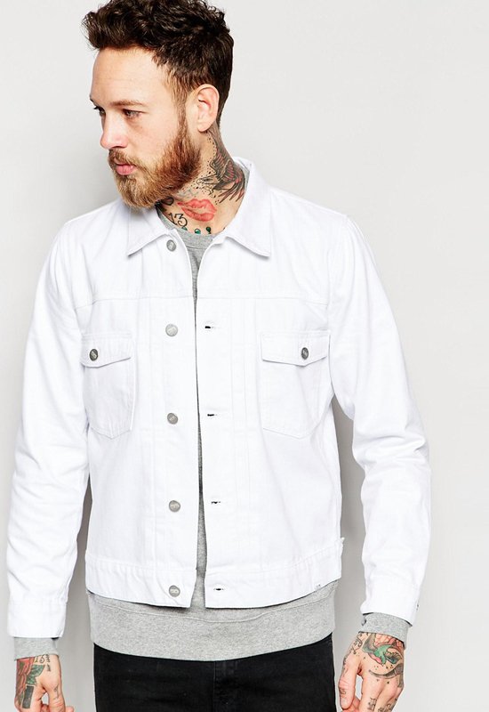 Các xu hướng áo & quần jeans nam hot 2016 - White Asos jeans jacket - elleman