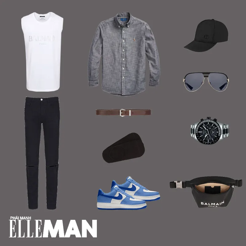 outfit 1 - phối đồ với áo sơ mi chambray