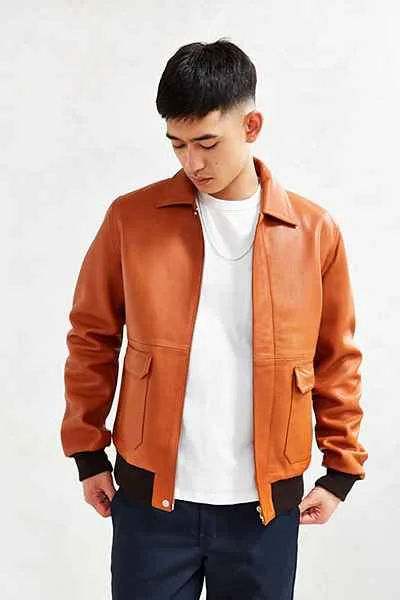 Áo da nam Wood-Wood ‘Dean’ Leather Jacket in Copper