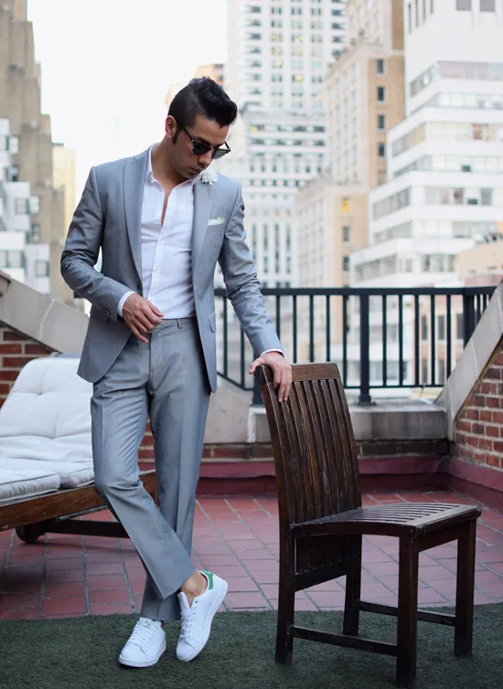 suit nam mau xam - mid grey suit & stan - elle man