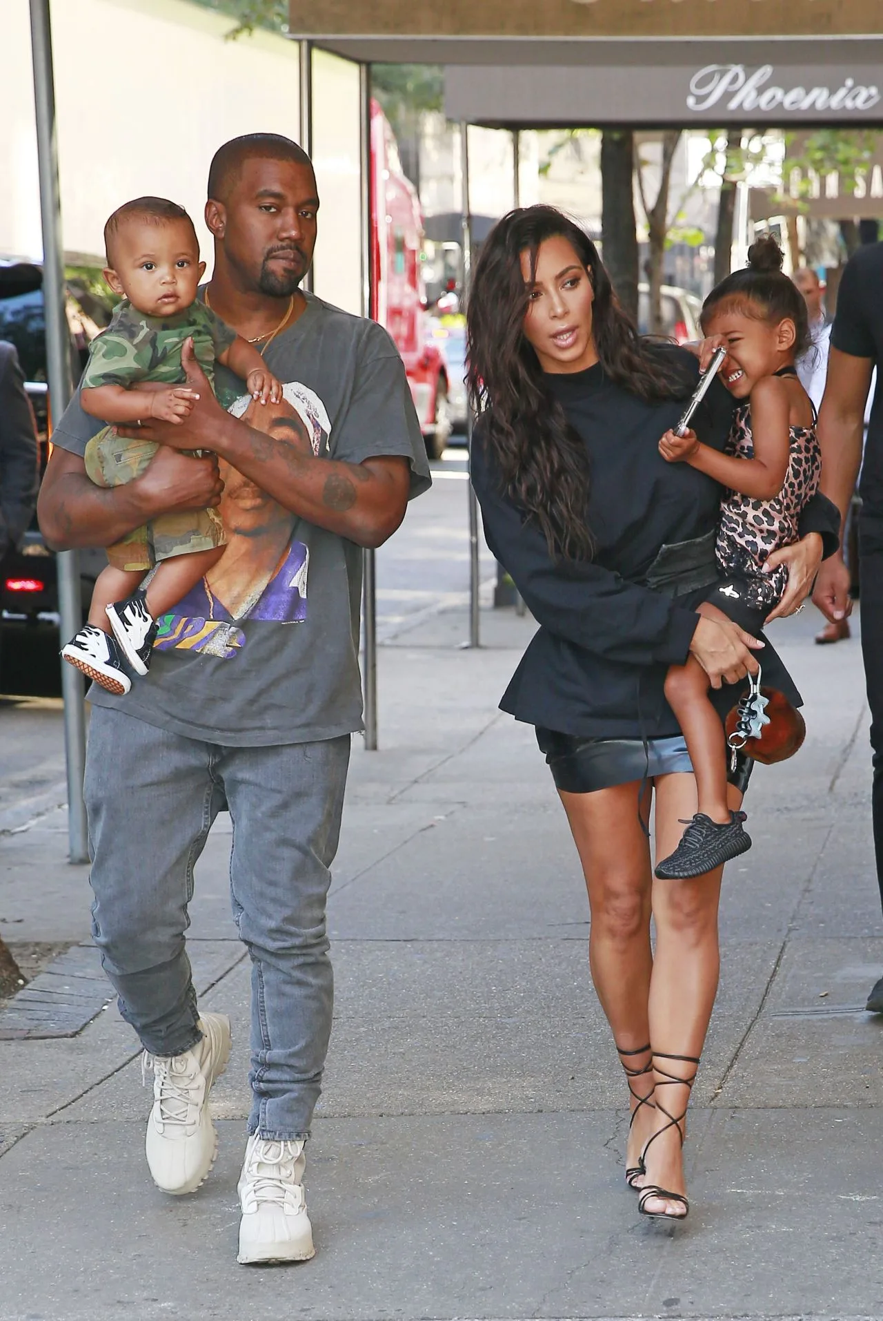 Kim Kardashian and Kanye West bring kids North and Saint West to Serendipity restaurant in New York City Pictured: Kim Kardashian and Kanye West, North and Saint West Ref: SPL1341632 290816 Picture by: srpp/ Splash News Splash News and Pictures Los Angeles: 310-821-2666 New York: 212-619-2666 London: 870-934-2666 photodesk@splashnews.com