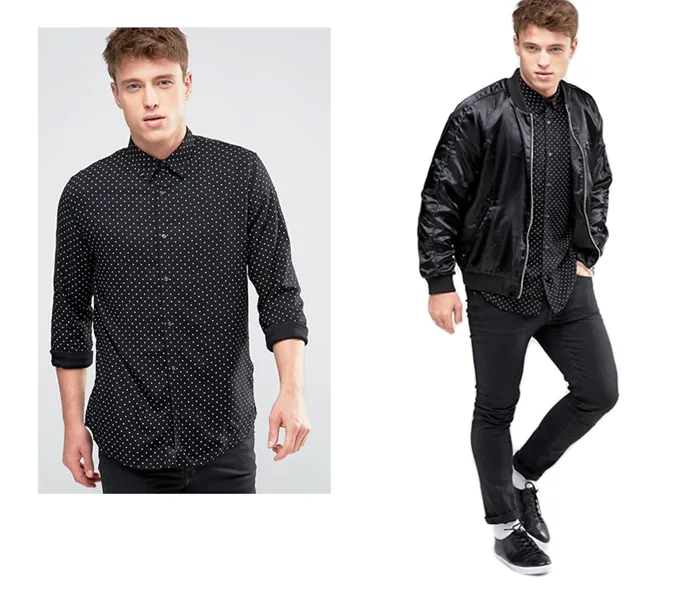 thờ trang nam họa tiết chấm bi: áo sơ mi của Asos.