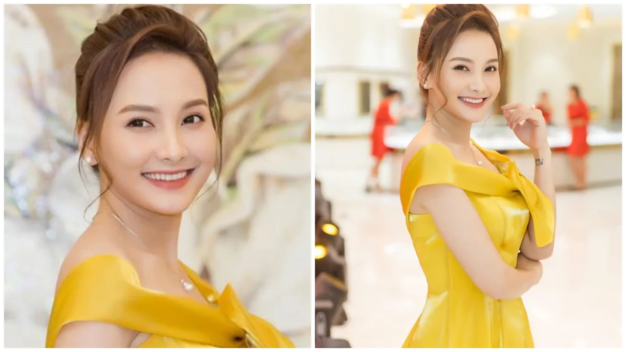 nữ diễn viên việt - bảo thanh mặc váy vàng