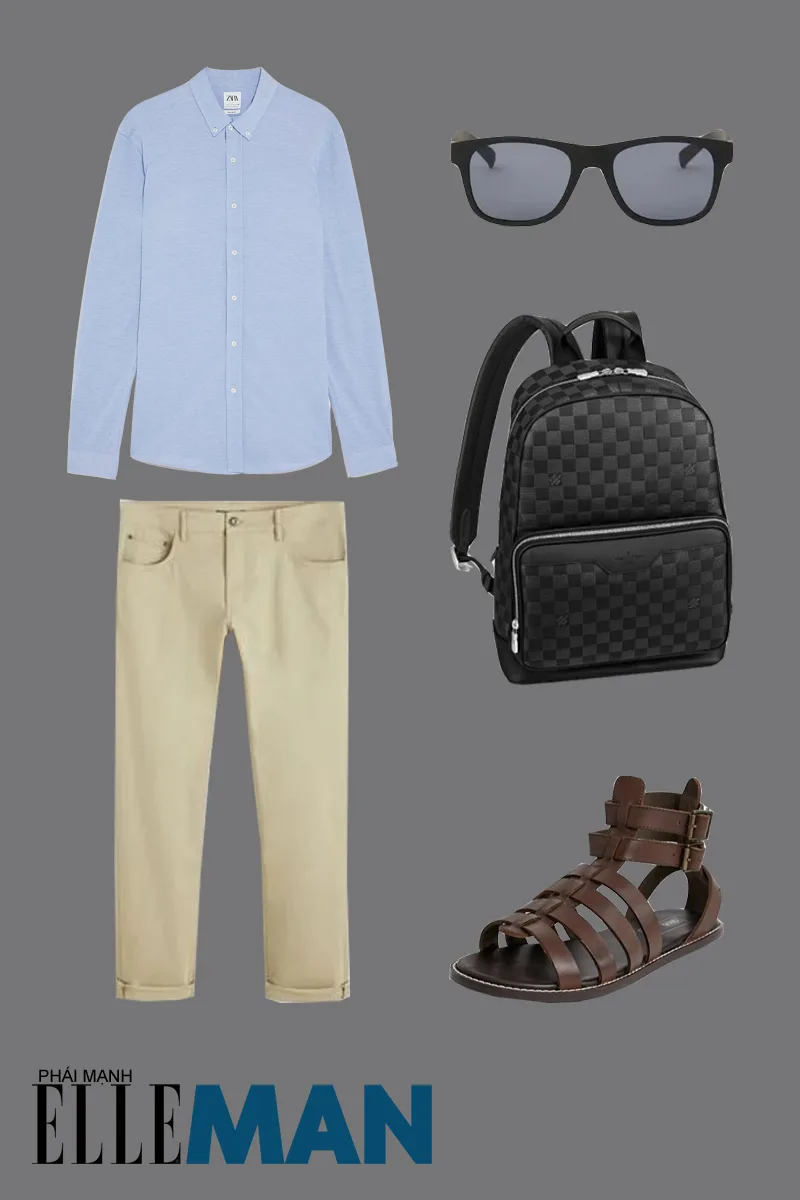 outfit 3 - giày chiến binh nam với áo sơ mi