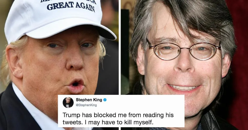 Những dòng trên Twitter thông báo Doanld Trump đã chặn Stephen King. Nguồn: Someecards.