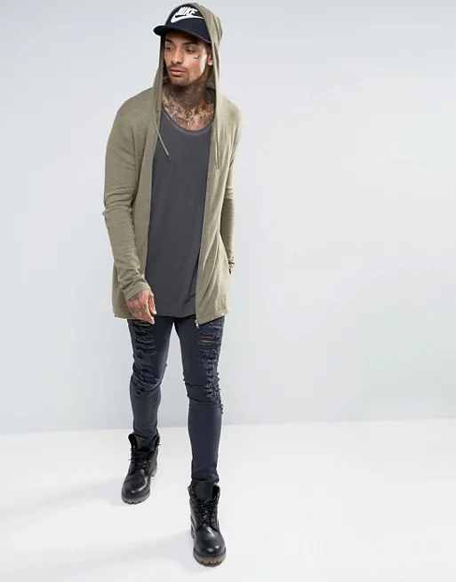 Áo khoác cardigan và skinny jeans.