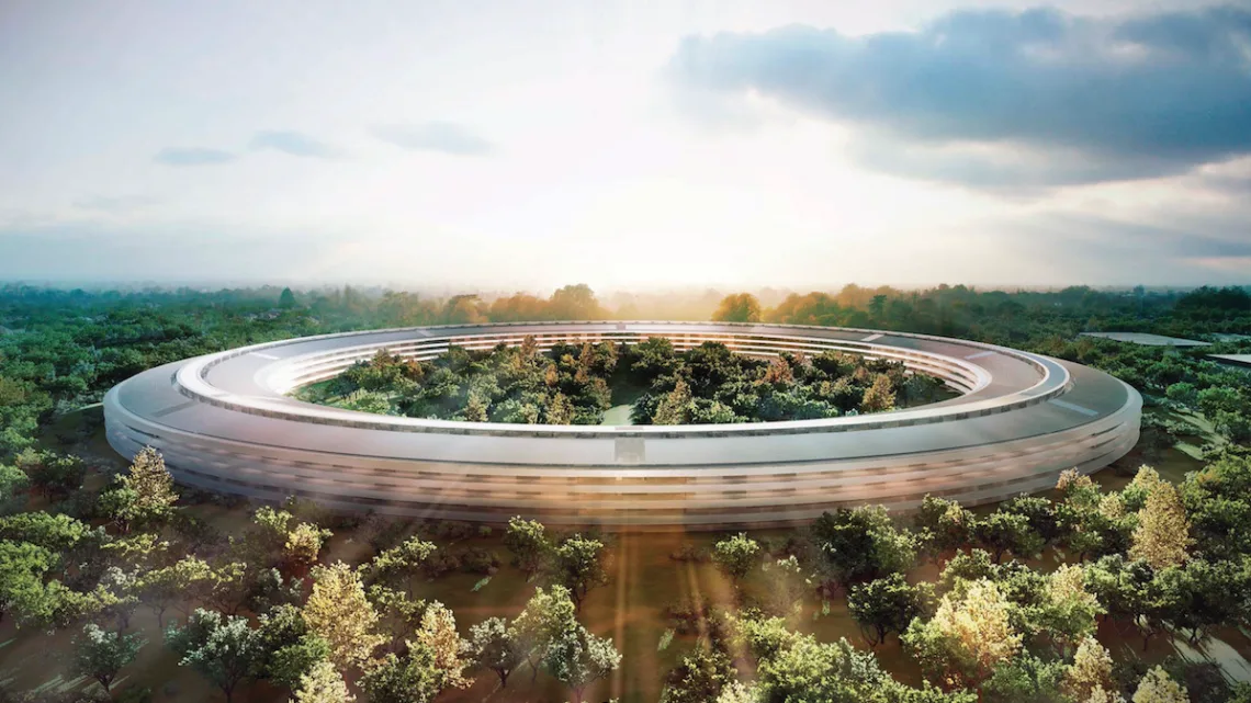 Apple Park có thiết kế độc đáo, một không gian làm việc xanh và hiện đại. ảnh: itsnicethat