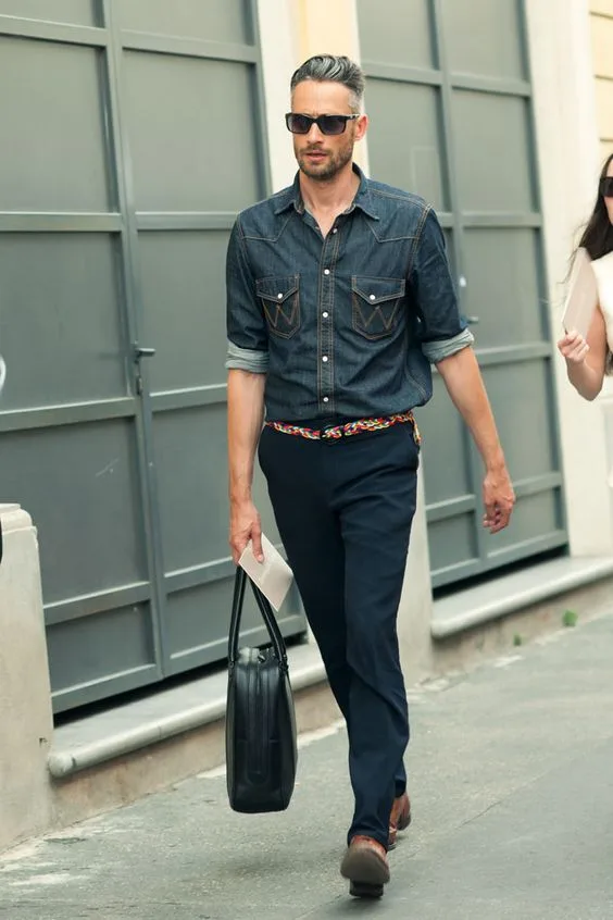 Sơ mi denim, trang phục của đàn ông mạnh mẽ