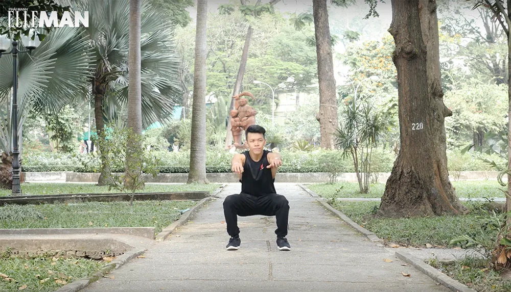 bai tap the duc sau Tet - squat - elle man 1