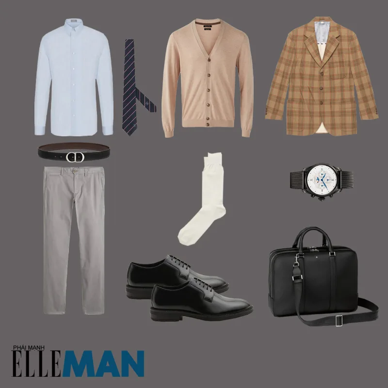 outfit 5 - phối áo cardigan nam