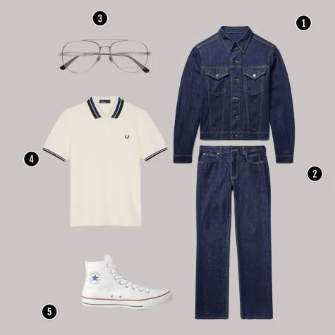 1. Áo: Ralph Laurent / 2. Quần: Acne / 3. Áo: AMI / 4. Kính: YSL / 5. Giày: Asos / 6. Túi: Alexander Mcqueen