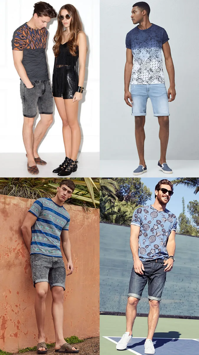 thoi trang he 5 ban phoi khi giao mua - ao thun in & quan short denim - elle man