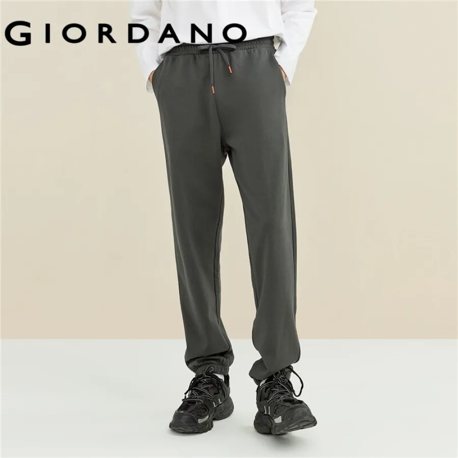 GIORDANO MEN Solid color elastic waistband jogger