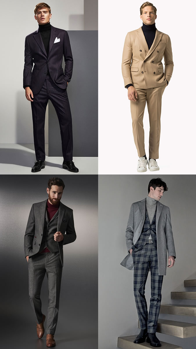 cách phối quần áo lạnh mùa Đông - roll neck + suit - ELLE Man