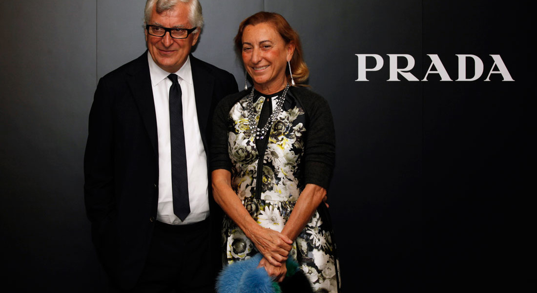 hình ảnh vợ chồng Miuccia Prada và Bertelli