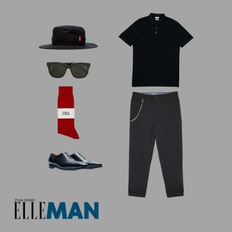 Style Canlendar Áo polo nam đen tất đỏ 8