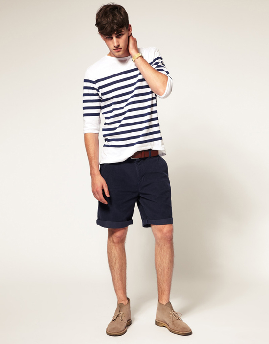 quần short nam - chinos + áo breton 1 - elle man