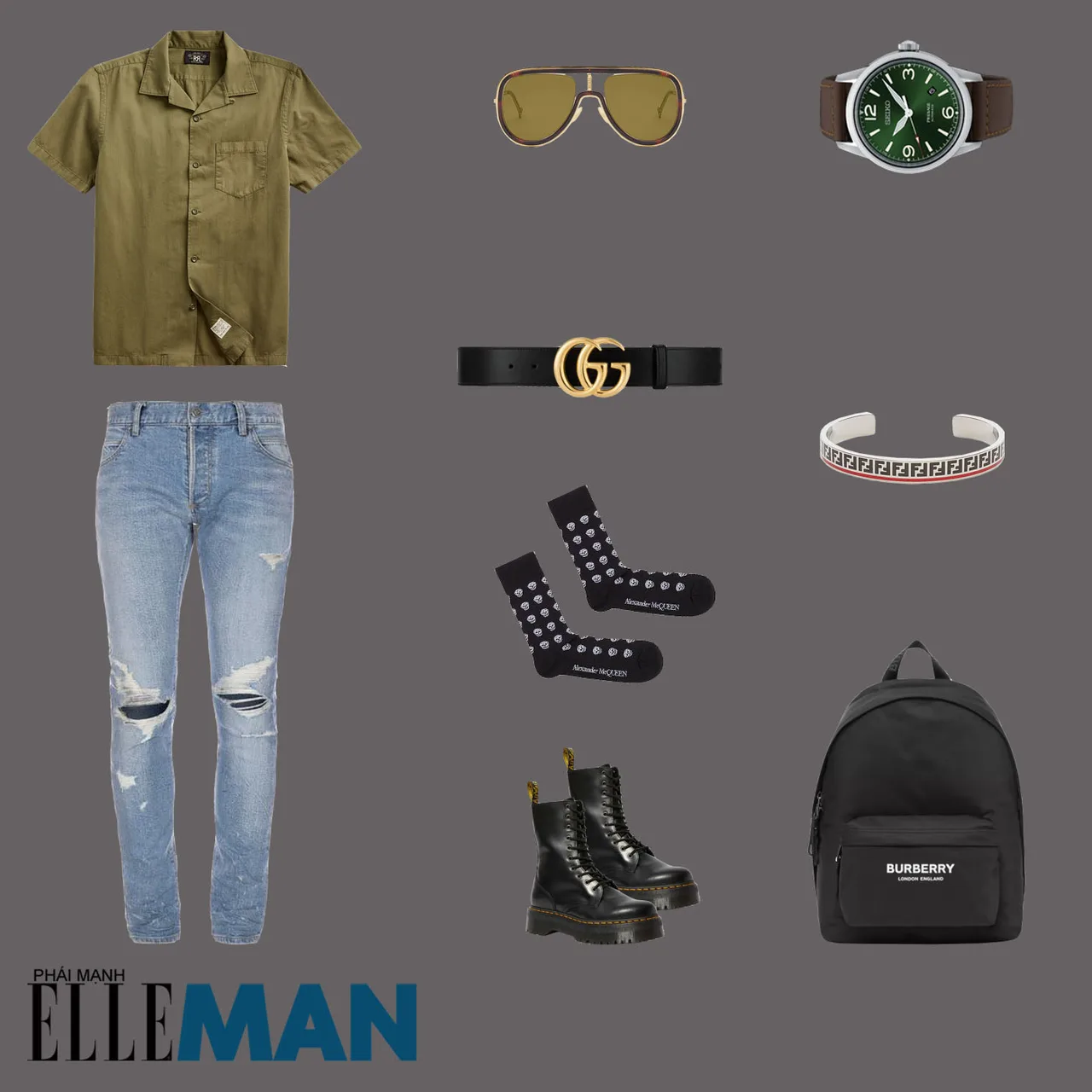 outfit 1 - phối đồ tông màu xanh lá