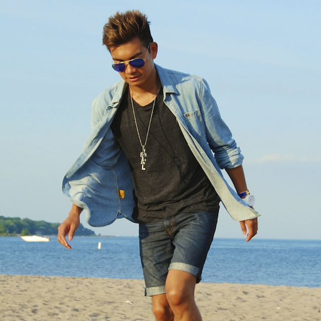 quần short nam - jeans + áo thun 2 - elle man