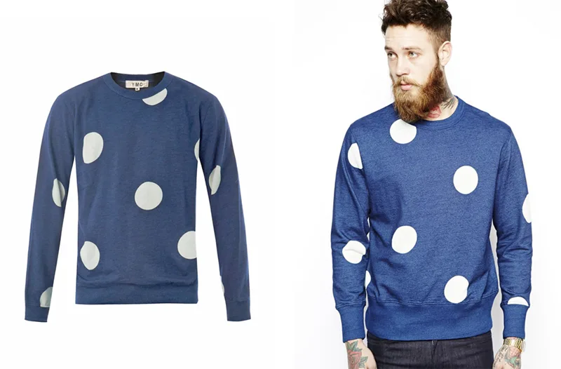 thờ trang nam họa tiết chấm bi: sweater của YMC.