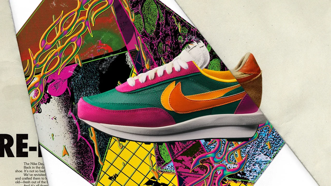Đôi giày thể thao Nike x sacai LDV Waffle Green Purple