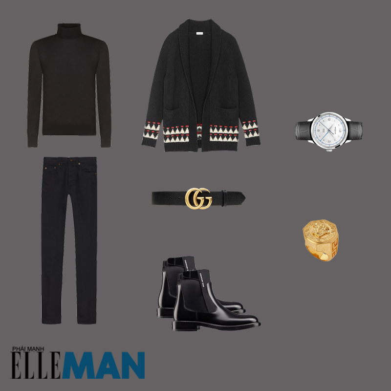 outfit 1 - phối áo cardigan nam