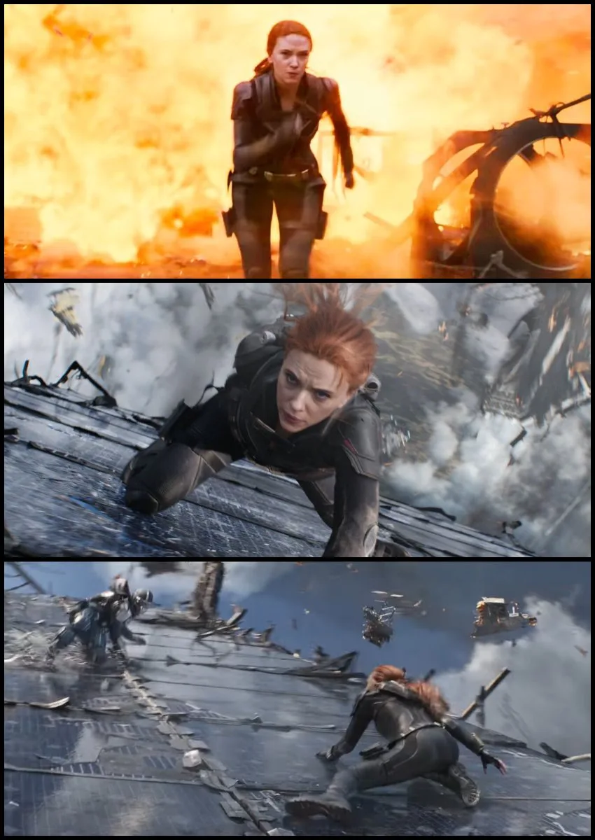 Những cảnh hành động của Nartasha trong Black Widow (2021).