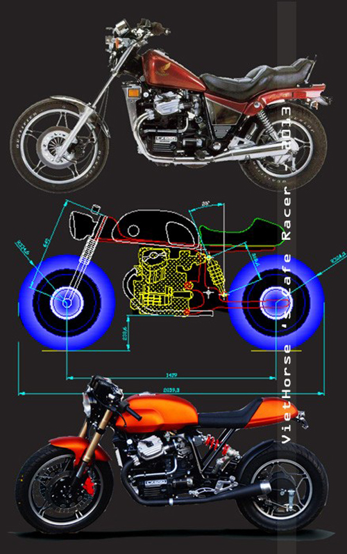 Phác thảo hình dung cơ bản cách độ xe từ nguyên bản thành Cafe Racer.