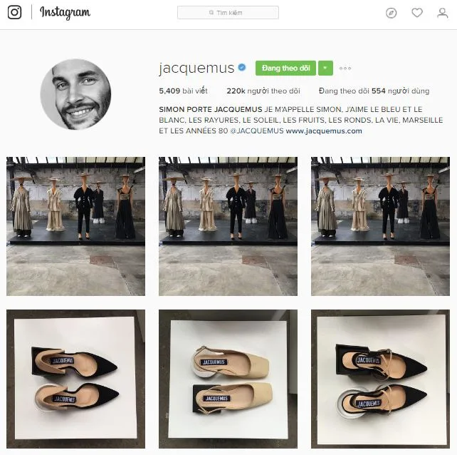 Tài khoản instagram của Simon Porte Jacquemus.
