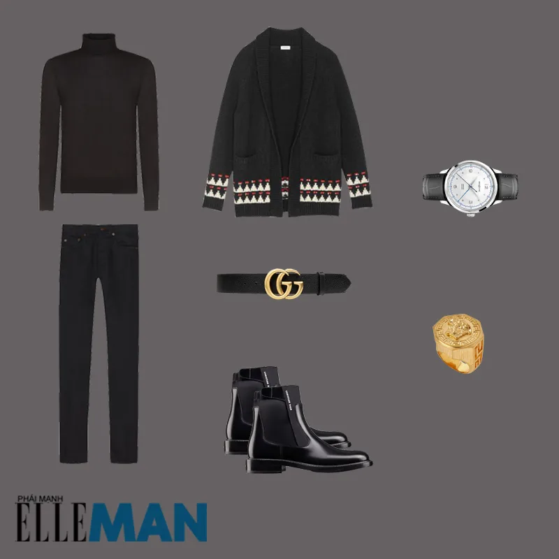 outfit 1 - phối áo cardigan nam