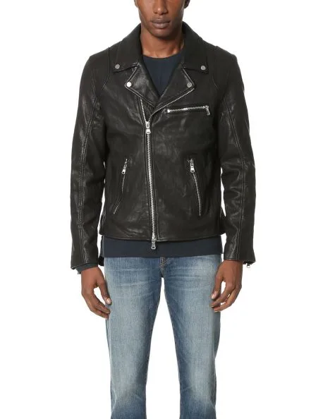 Áo da nam Baldwin ‘Johnny’ Leather Moto Jacket in Black