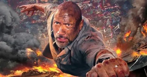 Những pha hành động-mạo hiểm của "The Rock" trong Tòa cháp chọc trời. Ảnh: Cinemabravo