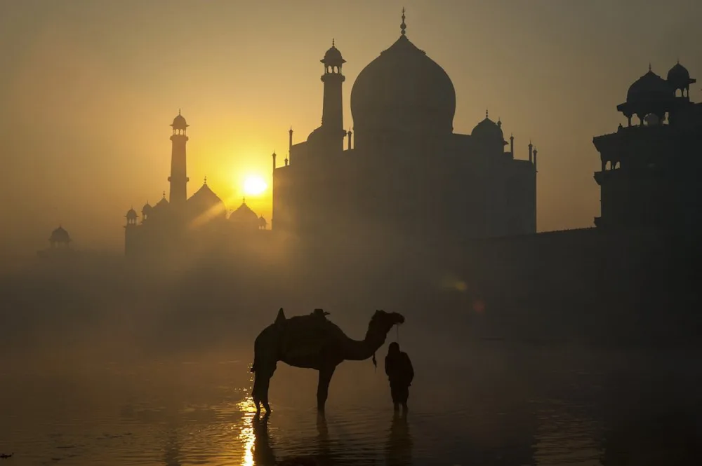 bức ảnh đẹp về đền thờ Taj Mahal dưới ánh hoàng hôn