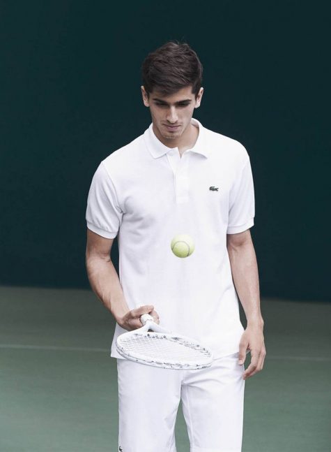 Áo polo nam monochrome trắng của cầu thủ tennis