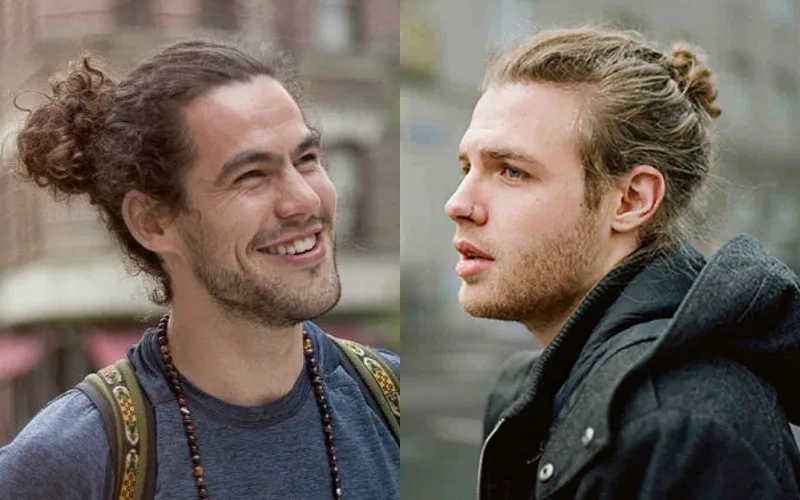 10 kieu toc nam xoan - Curly Man Bun 1 - elle man