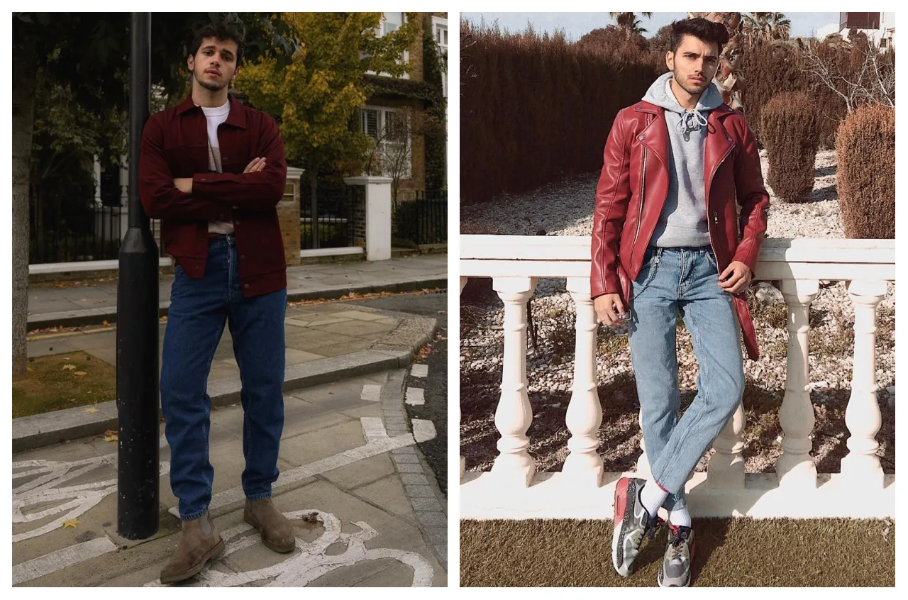 phối trang phục màu đỏ burgundy - elef và julian