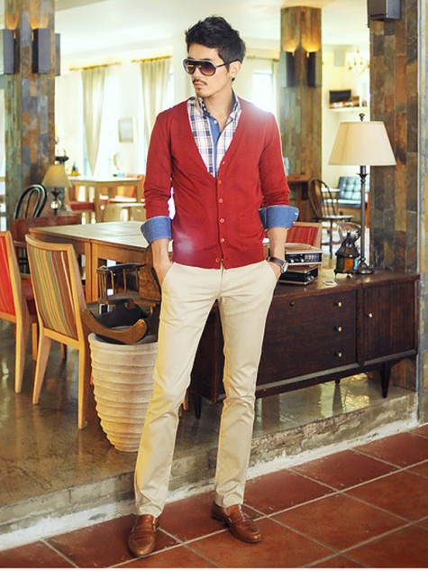 cách phối quần ây áo sơ mi cùng các trang phục khác - quần tây áo cardigan 2 - elle man