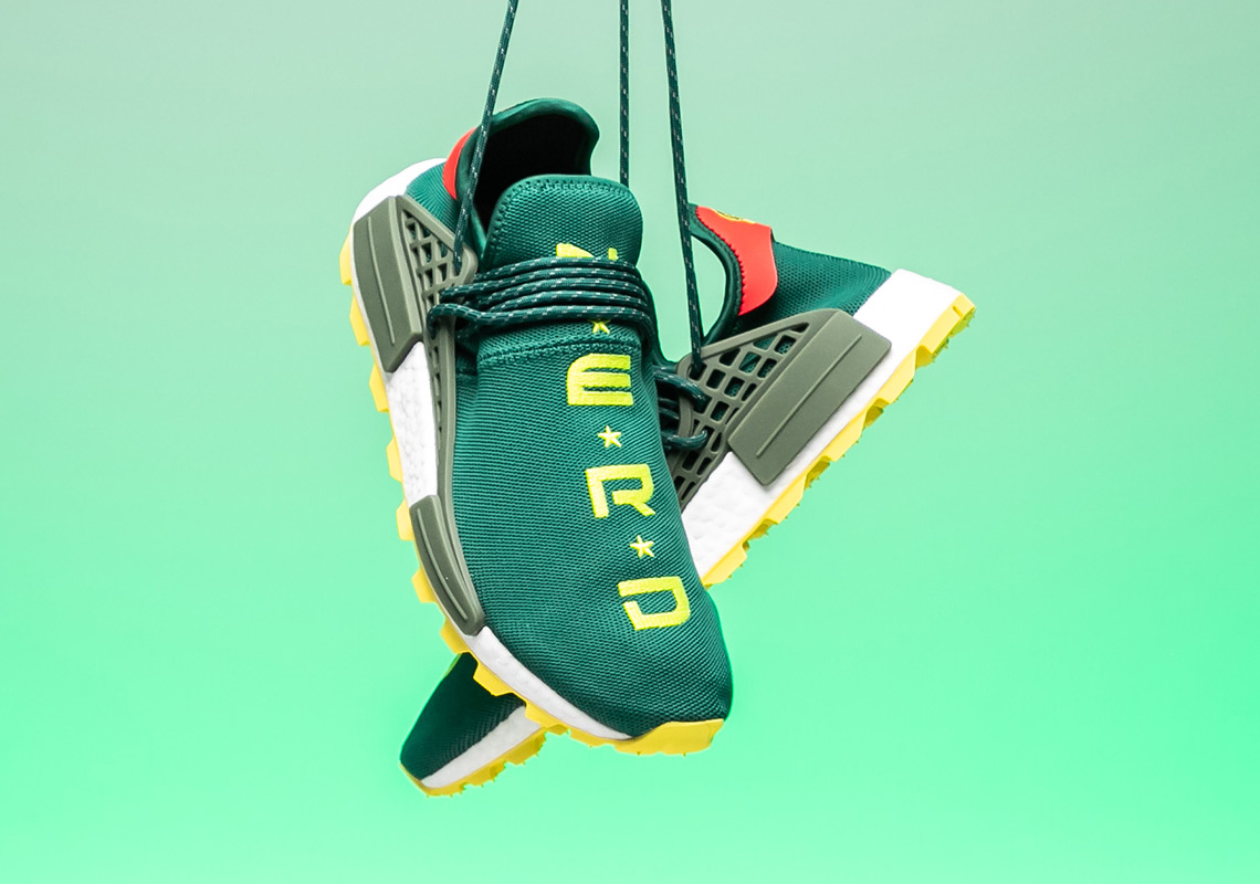 giay theo thao dat nhat q3.2018 - N.E.R.D x adidas Originals Pharrell Williams NMD Hu “Green.Yellow” - elle man