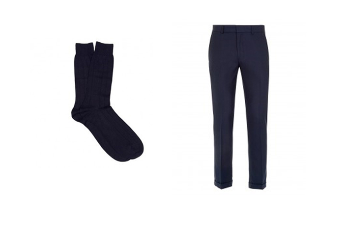 quần tây, tất vớ, giày tây nam elleman 1 - navy cotton-blend socks 1