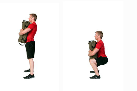 bài tập gym Sandbag Squat
