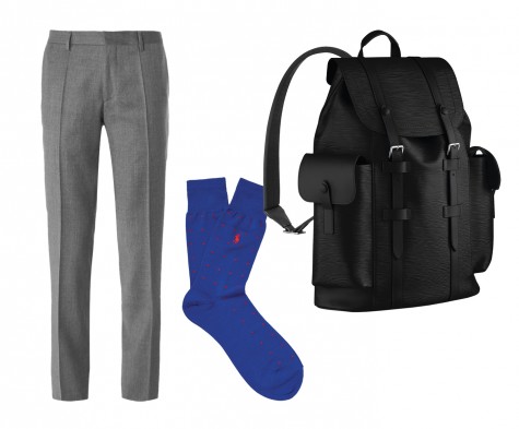 Quần Hugo Boss, Tất Polo Ralph Lauren, Ba lô Louis Vuitton